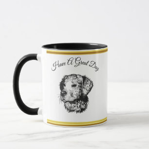 Tasse Portrait de chiot d'or avec feuille d'or
