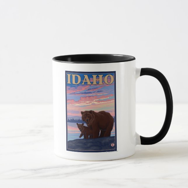 Tasse Poster de voyage Ours et CubIdahoVintage (Droite)