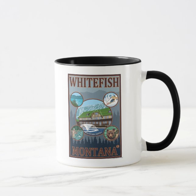 Tasse Poster de voyage Whitefish, MontanaScenic (Droite)