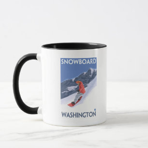 Tasse Poster Vintage voyage Washington Snowboard