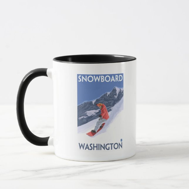 Tasse Poster Vintage voyage Washington Snowboard (Gauche)