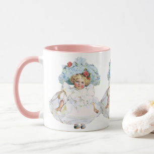 Tasse Poupée bébé fille victorienne vintage, chapeau de