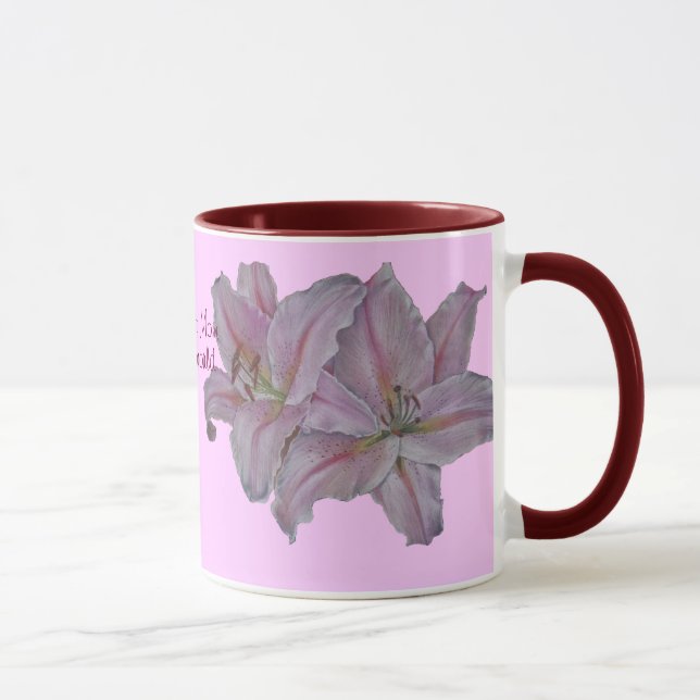 Tasse Pour maman lys rose fleurs florales (Droite)