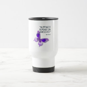 Tasse pourpre de voyage de papillon de bonheur