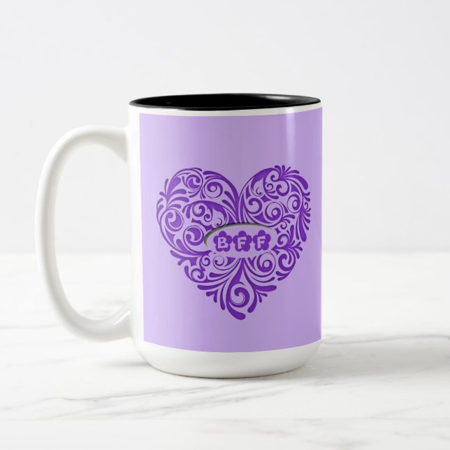 Tasse pourpre personnalisée de coeur de BFF (Gauche)