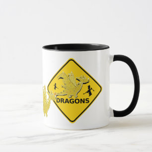 Tasse Prenez garde du signe de dragons de bande dessiné