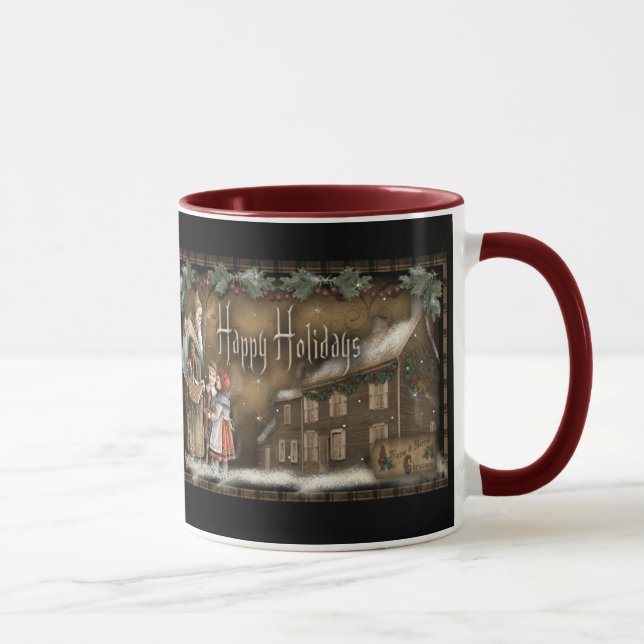 Tasse primitive vintage de Noël (Droite)