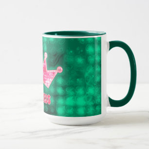 Tasse Princesse Girly et diadème roses et verts de