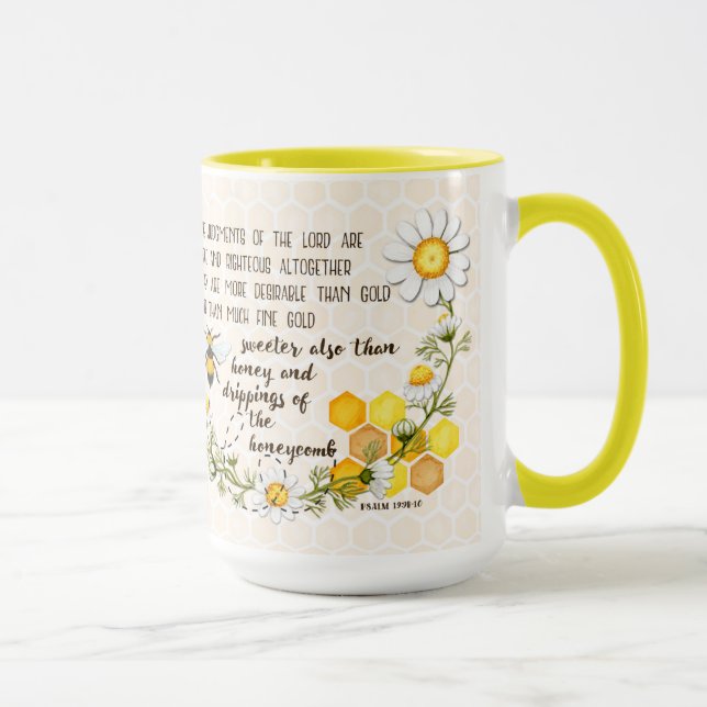 Tasse Psaume 19:9-10 Plus doux que le miel (Droite)