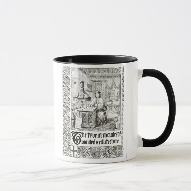 Tasse Pugin au travail, frontispice 'des principes vrais (Droite)