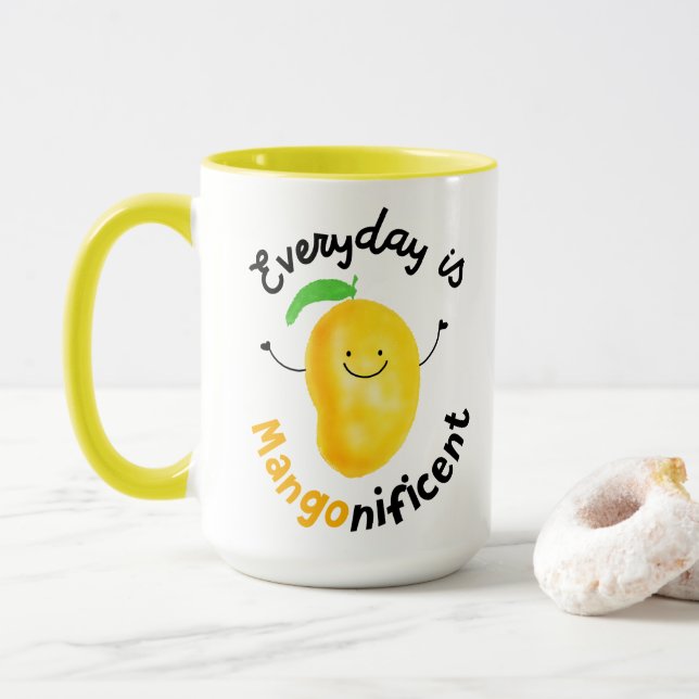 Tasse Pun Mango Positif - Chaque jour est Mangonificent (Avec donut)