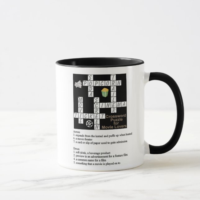 Tasse Puzzle de mots croisés pour les amateurs de cinéma (Droite)