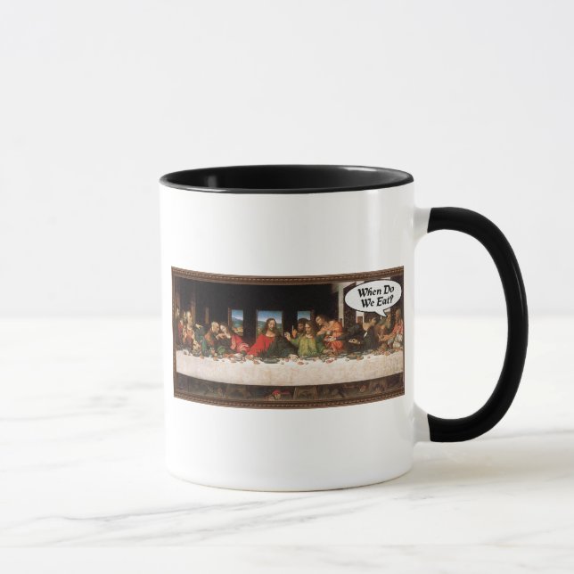 Tasse Quand mangeons-nous ? - Dernière Cène drôle de dîn (Droite)