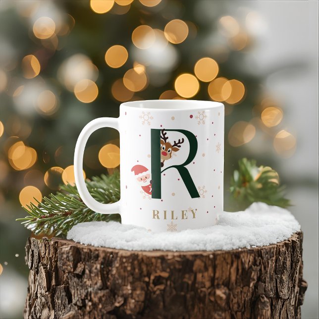 Tasse R Monogramme de Noël Personnalisée (Créateur téléchargé)