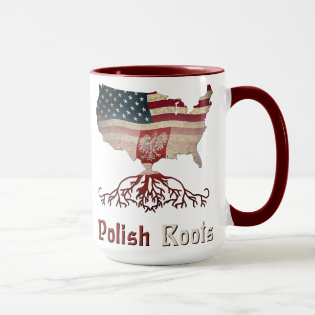 Tasse Racines polonaises, drapeaux américains polonais (Droite)