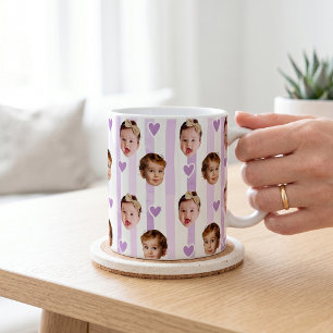 Tasse rayée de photo personnalisée Bébé mignon