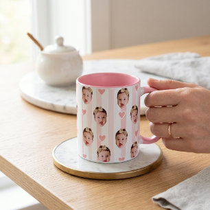 Tasse rayée de photo personnalisée Bébé mignon