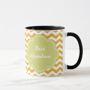 Tasse rayures de zigzag de chevron jaune clair et ensole