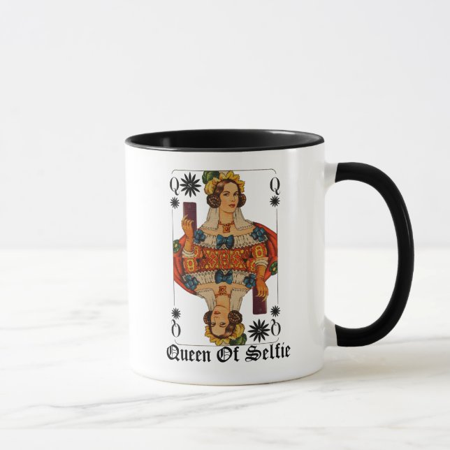 Tasse Reine de couverture drôle de carte de selfie (Droite)