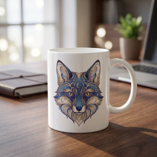 Tasse Renard Céleste Or & Bleu Ligne de Luxe Art
