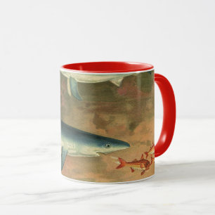 Tasse Requin bleu vintage mangeant du poisson, Marine Li