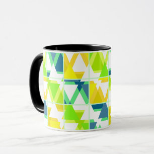 Tasse Résumé vert jaune , géo , géométrique , jaune ,