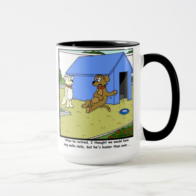 Tasse Retraite occupée : Bande dessinée de chien (Droite)
