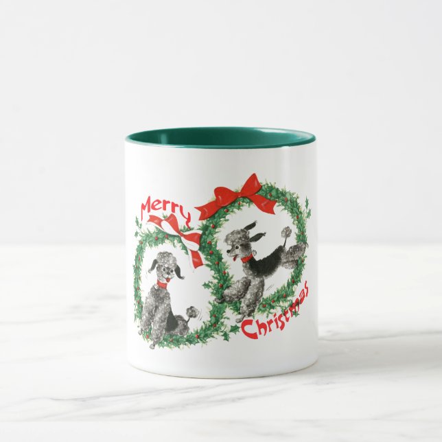 Tasse Rétro coutume adorable de guirlande de caniches de (Centre)