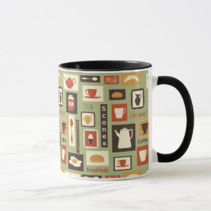 Tasse Rétro motif avec des plats de cuisine pour le