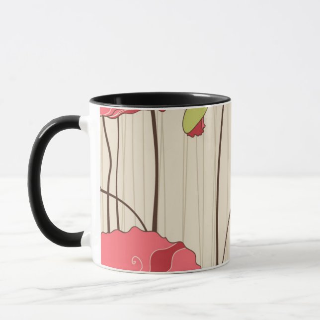 Tasse Rétro motif de pavots (Gauche)