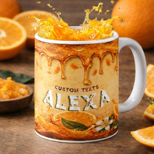 Tasse Rétro Orange Dégoulinante avec Nom Personnal