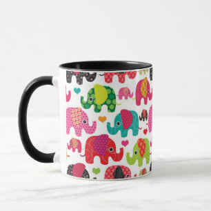 Tasse rétro papier peint de motif d'enfants d'éléphan