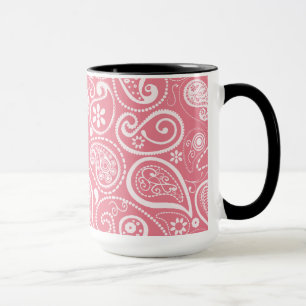 Tasse Rétro tableau ; Rougissent Paisley rose ; Floral
