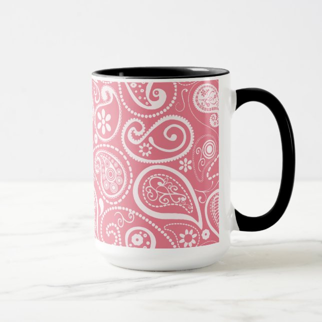 Tasse Rétro tableau ; Rougissent Paisley rose ; Floral (Droite)