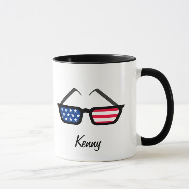 Tasse Rétros lunettes de soleil patriotiques de drapeau (Droite)