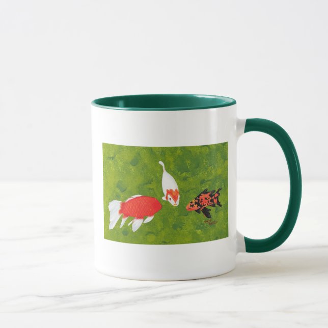 Tasse Réunion de peinture de la faune de poissons de Koi (Droite)