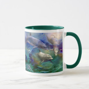 Tasse rêveuse d'art de dauphin