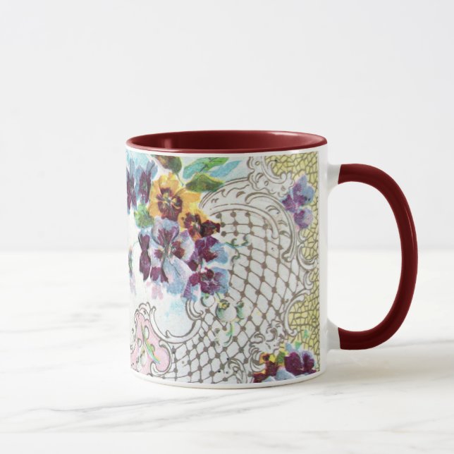 Tasse ROMANTICA Bleu rose Bleu Mariage Floral (Droite)
