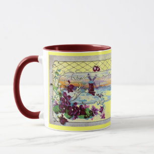 Tasse ROMANTICA Paysage d'hiver,Pensées,Florales en spir