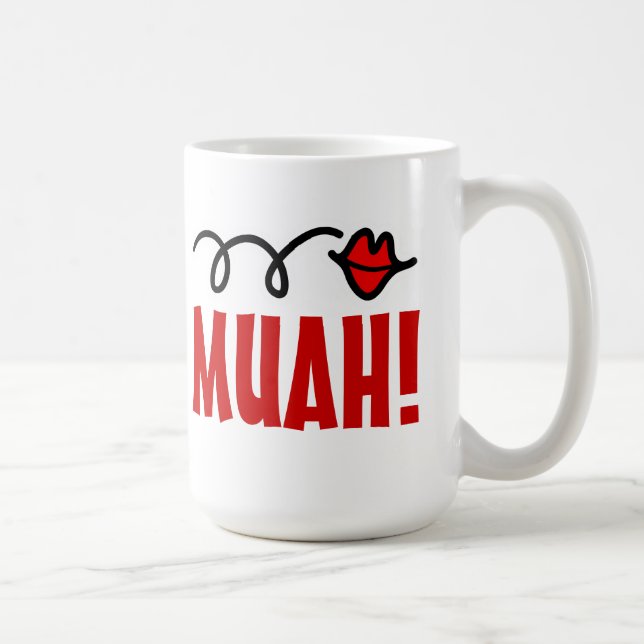 Tasse romantique de baiser avec les lèvres rouges (Droite)