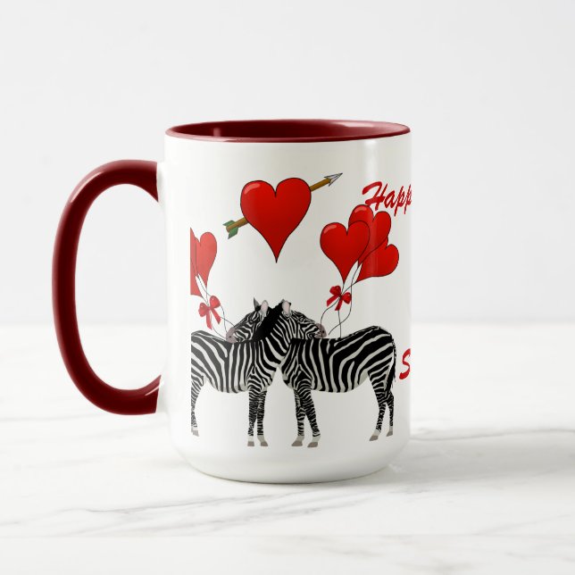 Tasse Romantique zèbre coeur d'amour Valentines (Gauche)