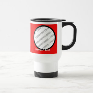 Tasse ronde de voyage de photo et de textes -