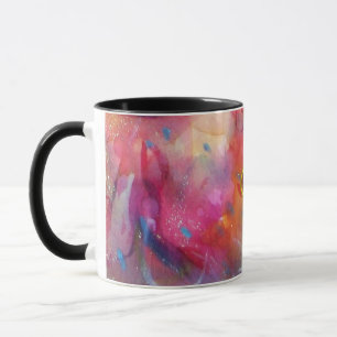 TASSE ROSE BLEU ABSTRAIT AVEC ROUGE