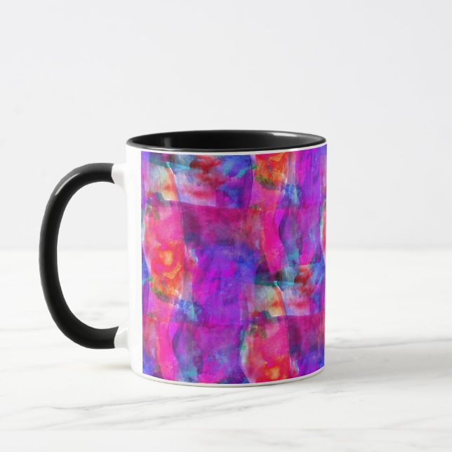Tasse Rose d'art, bleu, arrière - plan rouge de texture (Gauche)