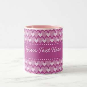 Tasse rose de coeurs - personnaliser