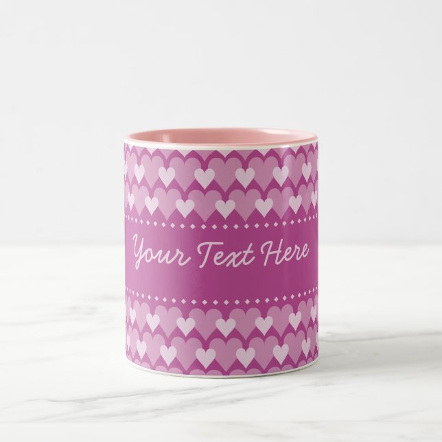 Tasse rose de coeurs - personnaliser (Centre)