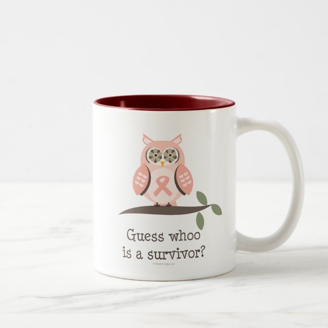 Tasse rose de hibou de ruban de survivant de (Droit)