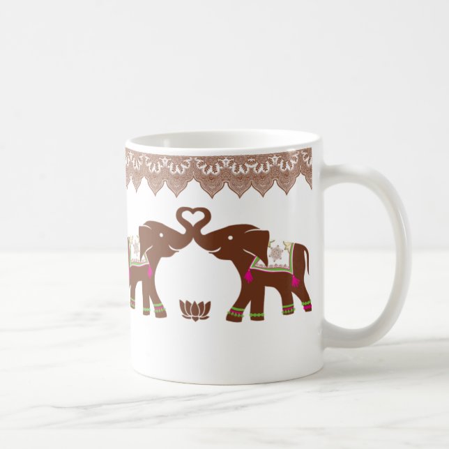 Tasse rose d'éléphants de coeur (Droite)