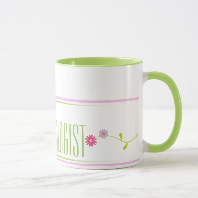 Tasse rose et verte de psychologue d'école de café (Droite)