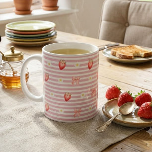Tasse Rose Pâle Fraise & Daisy Floral Coquette M